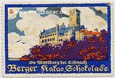 Schokolade Wartburg bei Eisenach Reklamemarke Berger Kakao u 