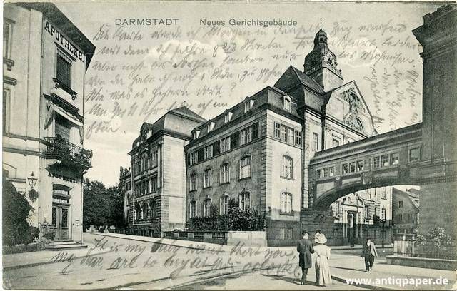 Darmstadt Neues Gerichtsgebaude Apotheke Ansichtskarte Postcard O