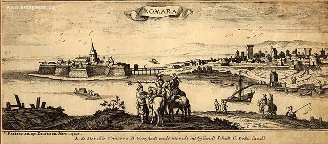 Komorn Komárno Komara Gesamtansicht Original-Kupferstich ca. 1680 - Details