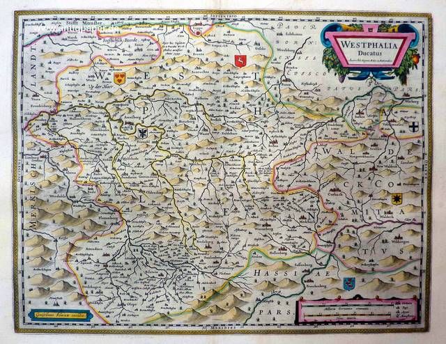 Rheinland Westfalen Nutzbare Mineralien antike Landkarte Lithographie ca 1910